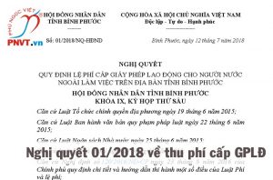 Lệ phí cấp giấy phép lao động cho người nước ngoài tại tỉnh Bình Phước