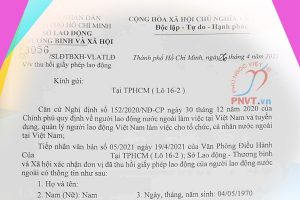 Mẫu công văn thu hồi giấy phép lao động Việt Nam