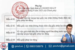 Mẫu số 01, mẫu số 02, mẫu số 03, mẫu số 04 theo Nghị định 219/2025/NĐ‑CP
