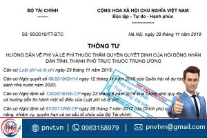 Thông tư 85/2019/TT-BTC